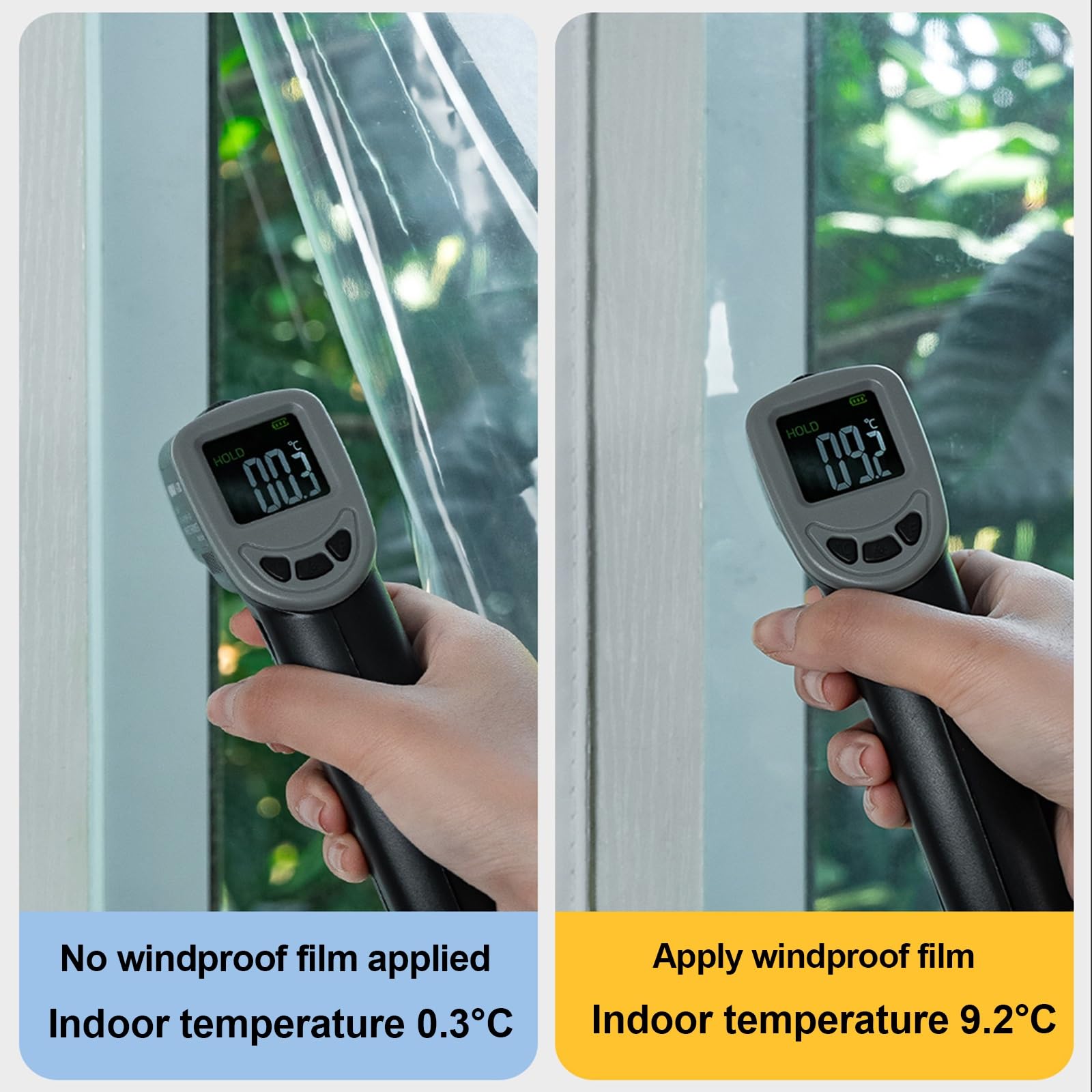 Isolierfolie Fenster, Thermofolie Fenster gegen Kälte, Winddicht Geräuschdämmung Transparent Selbstklebend PVC, für Alte Undichte Fenster Wohnungen Büros(Black edge,W140 x H150cm)
