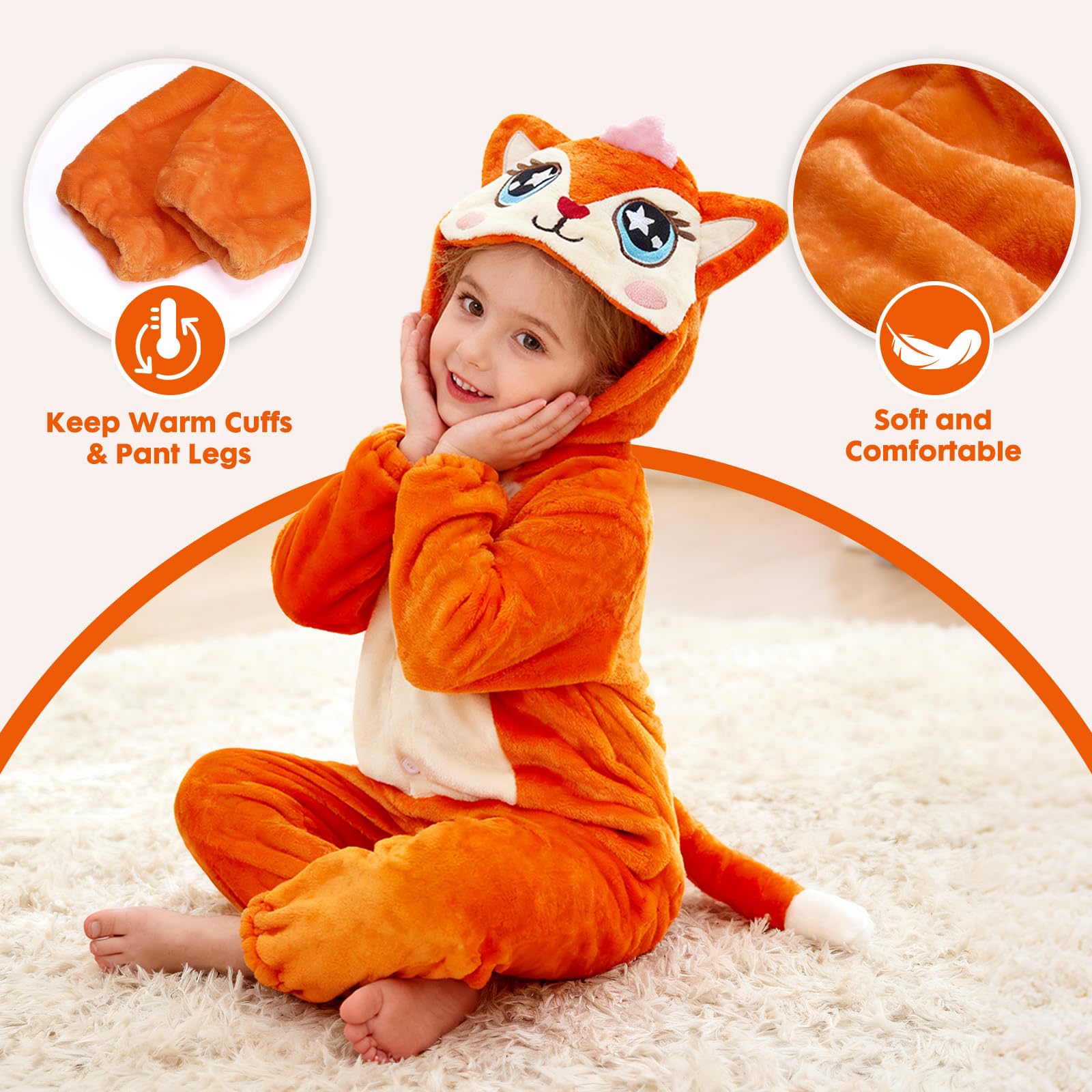 PinkSheep Pyjama Onesie d'hiver pour Enfants, Combinaison de Nuit en Flanelle de Polyester, Costume Animal de Dessin Animé, Unisexe, 3-12 Ans