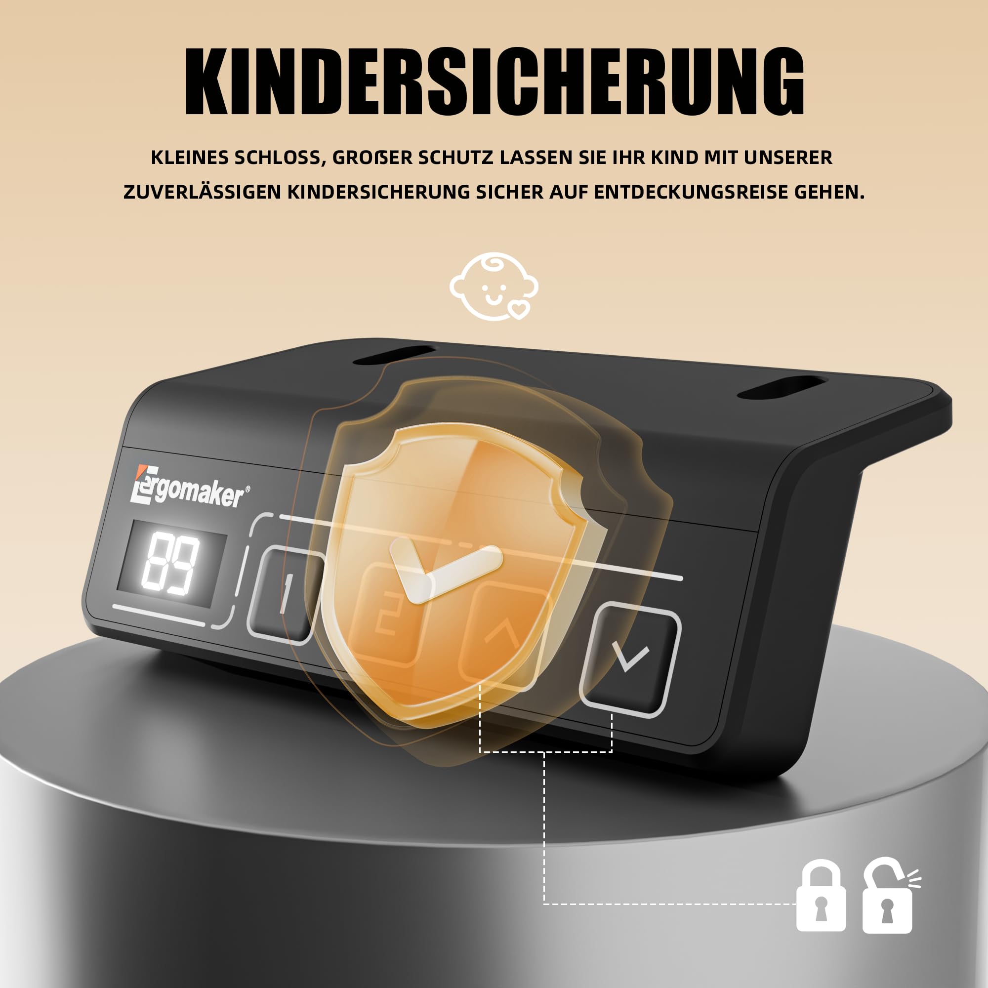 ERGOMAKER Höhenverstellbarer Schreibtisch Elektrisch 80x60cm Ergonomischer Schreibtische, Lern- und Gaming-Tisch mit Memory-Funktion Standing Desk mit Spleißplatte (Weiße)