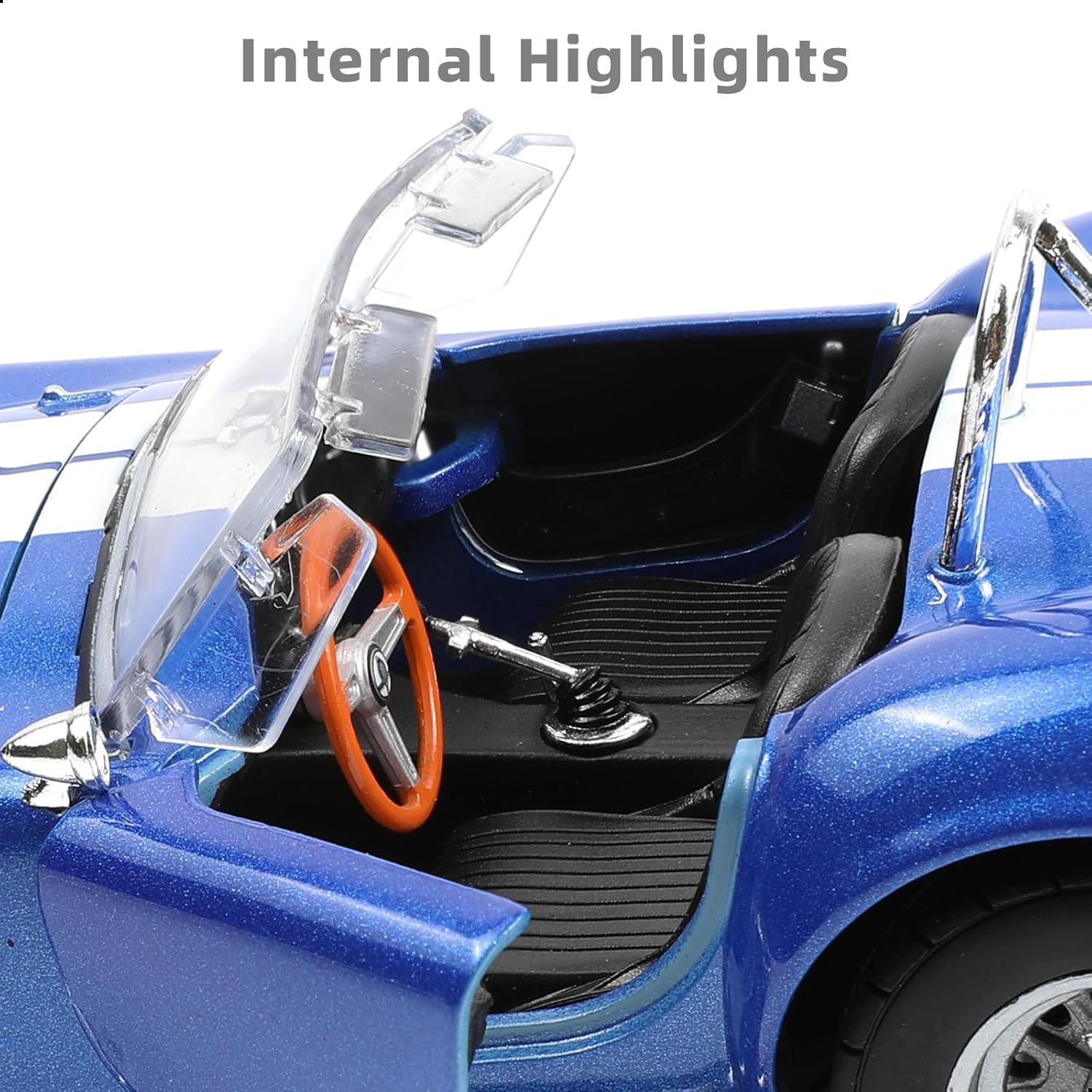 1/24 Car Model Toy for Shelby Cobra 427 S/C Alloy Metal Diecast Car Model Vintage Racing Auto Toy Classic Vehicle Model Collection Gift Ornament for Adult and Kid(Blue)