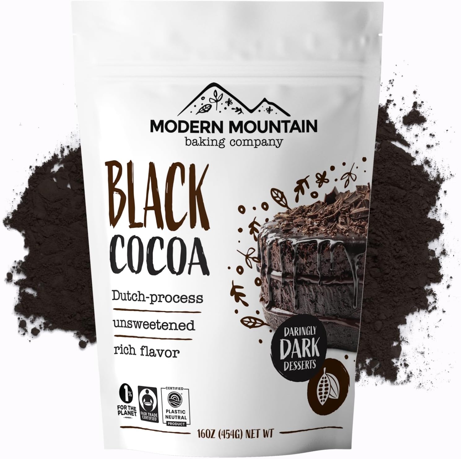 Black Cocoa Powder (1 lb) Bake the Darkest Chocolate Baked Goods, Achieve Rich Chocolate Flavor, All-Natural Substitute for Black Food Coloring, Dutch-Processed Cocoa Powder, Unsweetened, Extra Dark, Fair Trade Certified