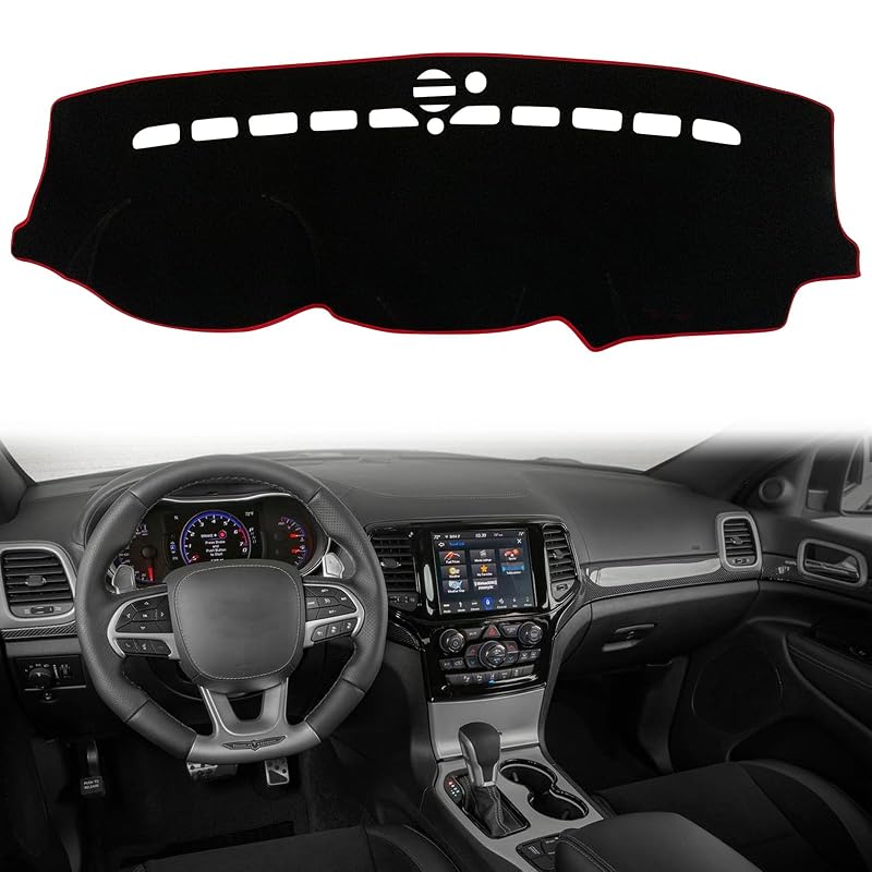 Capa para Painel Jeep Grand Cherokee 2011 a 2021 com Borda Vermelha KEEGTBOX
