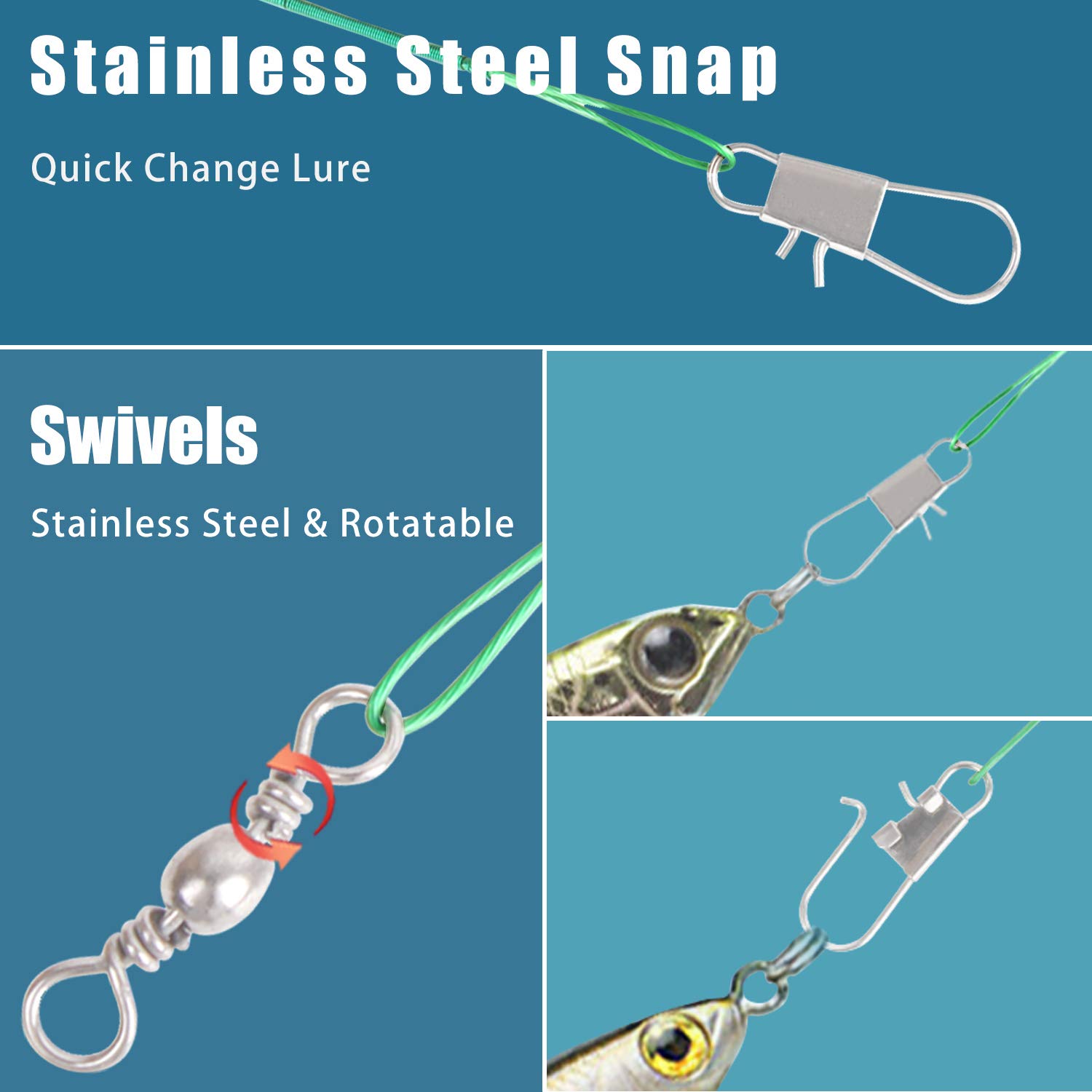 AIRKOUL Fishing Leaders Stainless Steel Fishing Rigs Fishing Gear