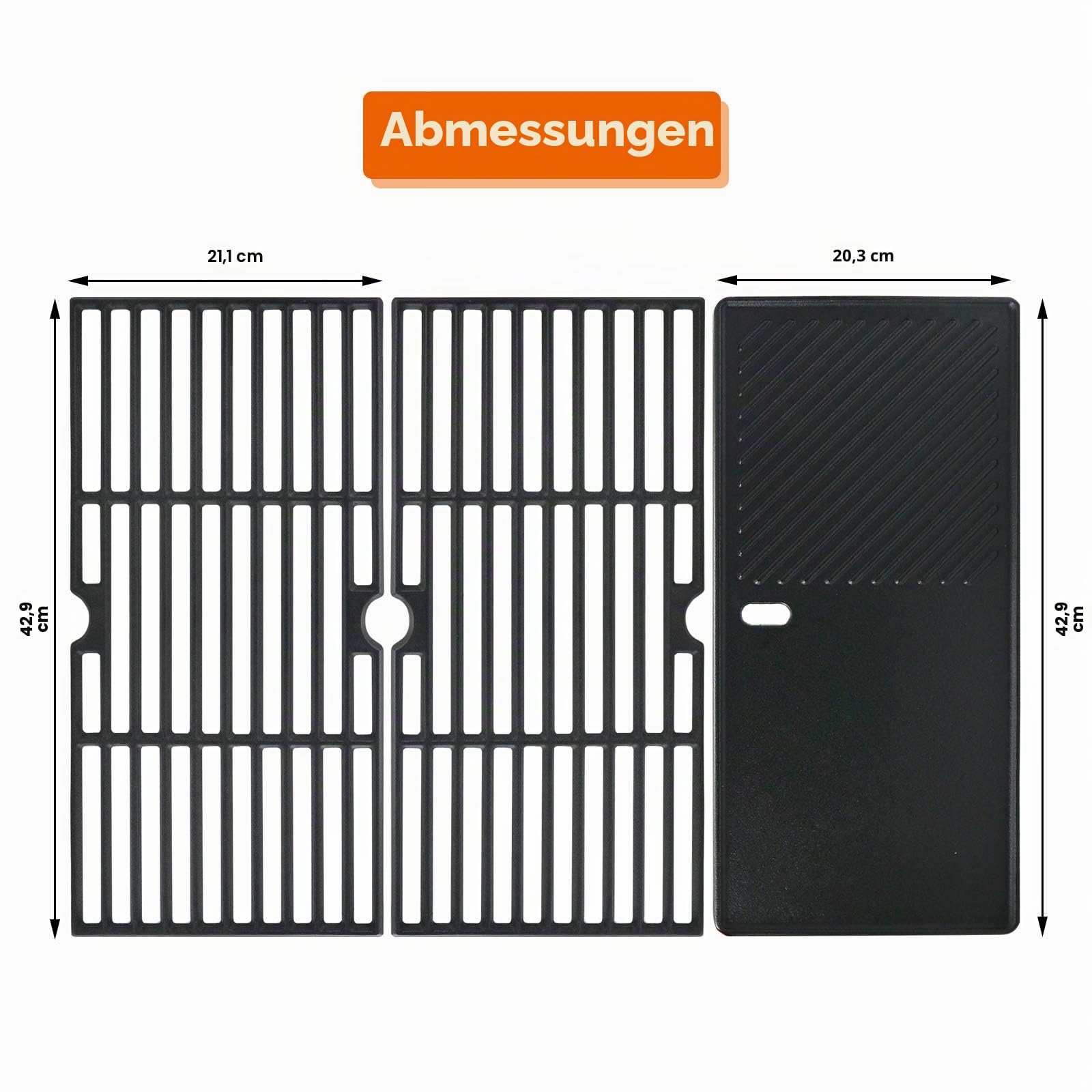 Uniflasy Grillrost Gusseisen 43 x 63 cm, 1 Stück passend für Gasgrill