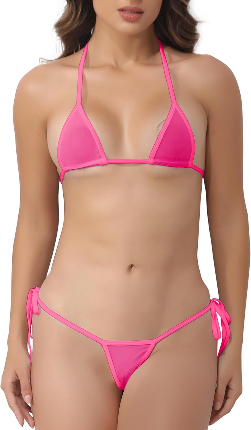 Oneheekini Women Sexy Swimsuit Halter String Triangle Micro Thong Bikini Leopard Mesh Bathing Suit Cheeky 2pcs Swimwear