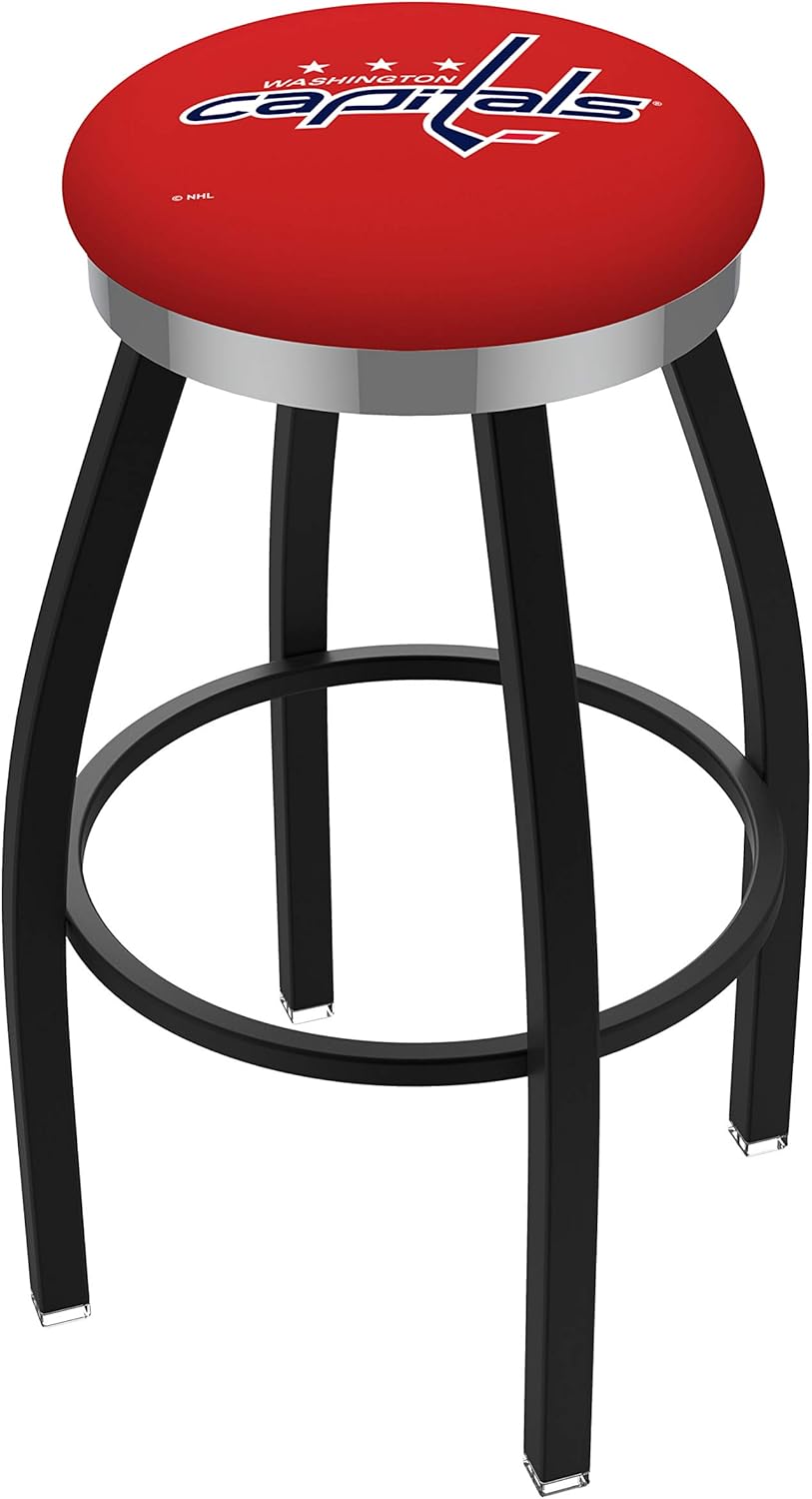 L8B2C Washington Capitals 30" Swivel Bar Stool with a Black Wrinkle and Chrome