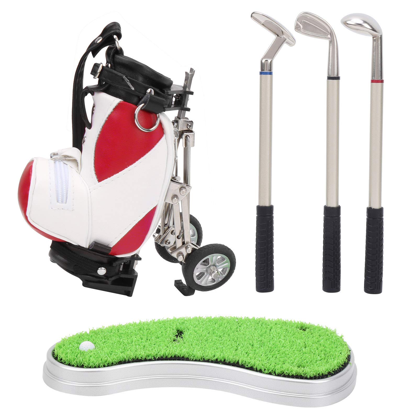 Alomejor Bolígrafo de Golf Soporte de Escritorio con 3 Bolígrafos y Mini Bolso de Aleación