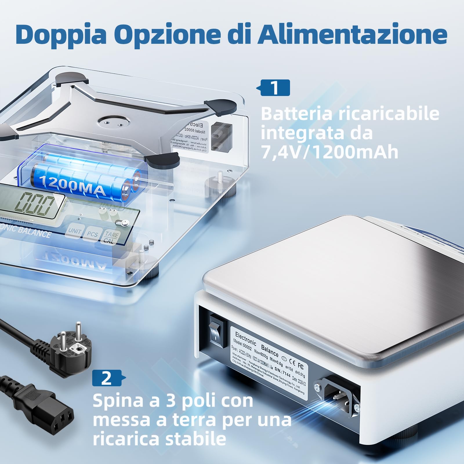 Bilancia da laboratorio, 5000 g x 0,01 g, bilancia analitica di precisione, bilancia digitale per gioielli, con una precisione di 0,01 g