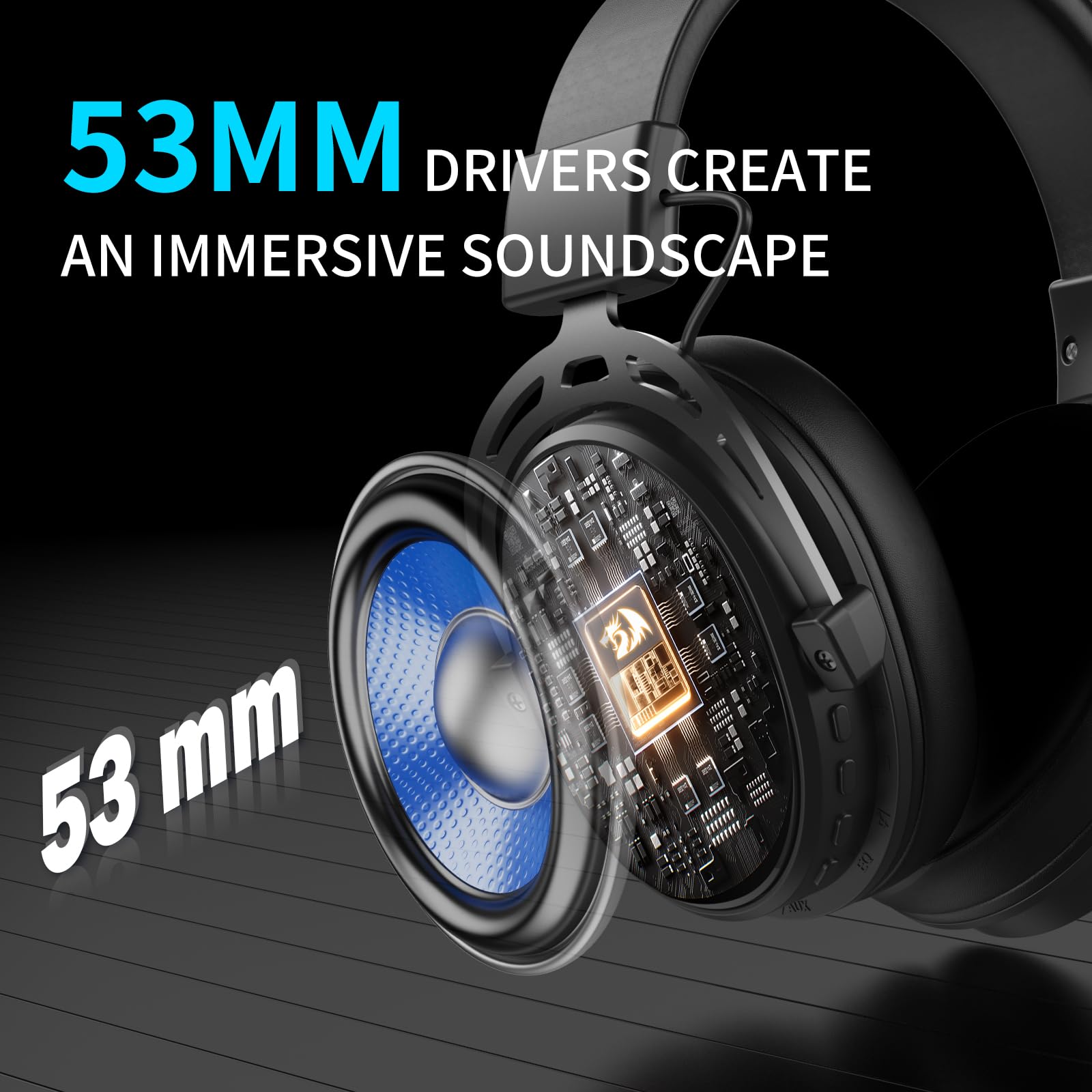 Redragon H375 Casque Gaming RGB USB Noir | casque gaming RGB son surround 7.1 pilotes 50mm coussinets confortables micro antibruit USB multi-plateformes noir