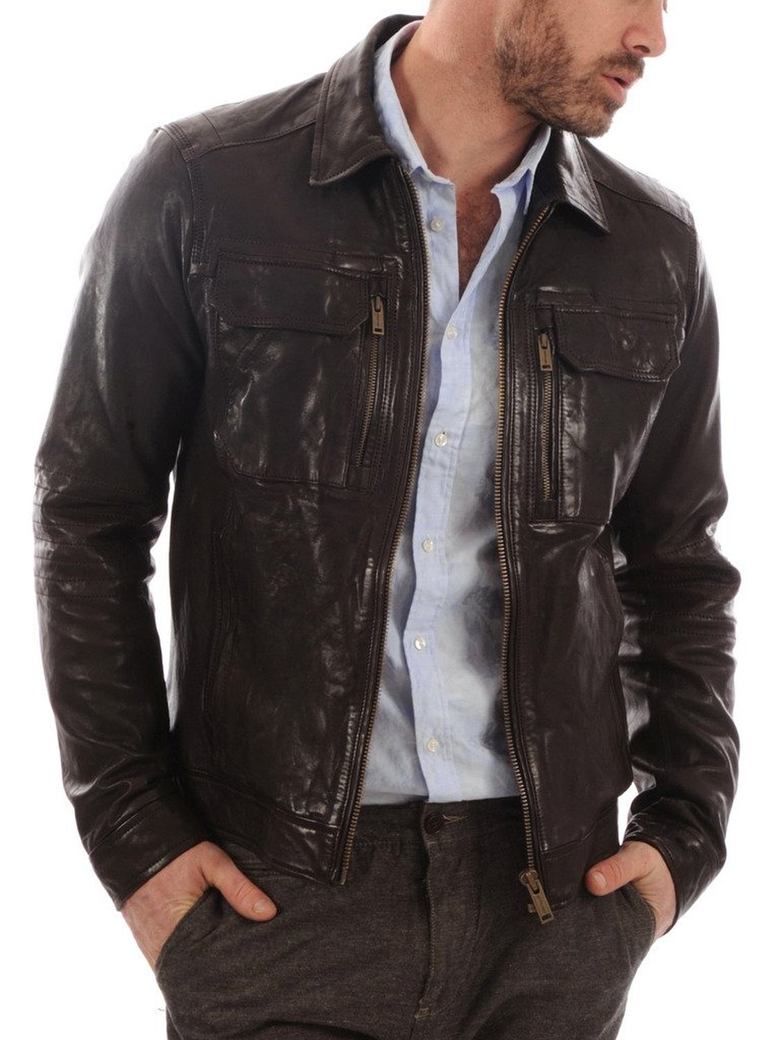 LaverapelleMen's Black Genuine Lambskin Leather Jacket - 1501483