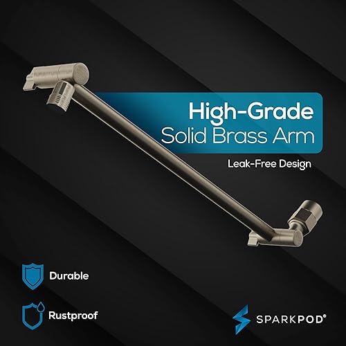 Miniatura 8 de SparkPod Cabezal de ducha de lluvia cuadrado con brazo de extensión de cabezal de ducha, lluvia de alta presión, aspecto moderno de lujo,