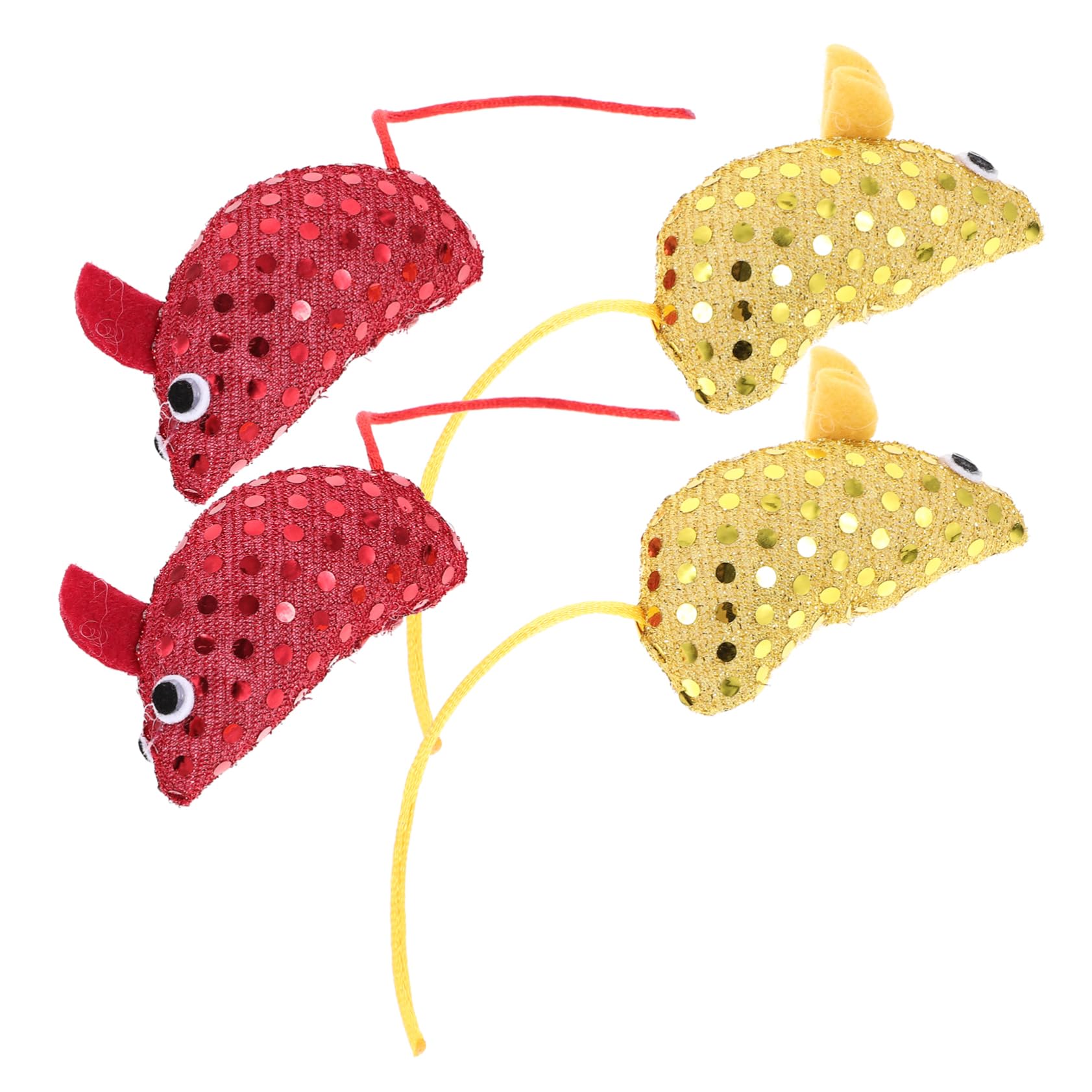 SEWOART 4Pcs Mice Shaped Cat Soft Sequin Kitten for Indoor Cats Chew Scratch Interactive Play Each Cats