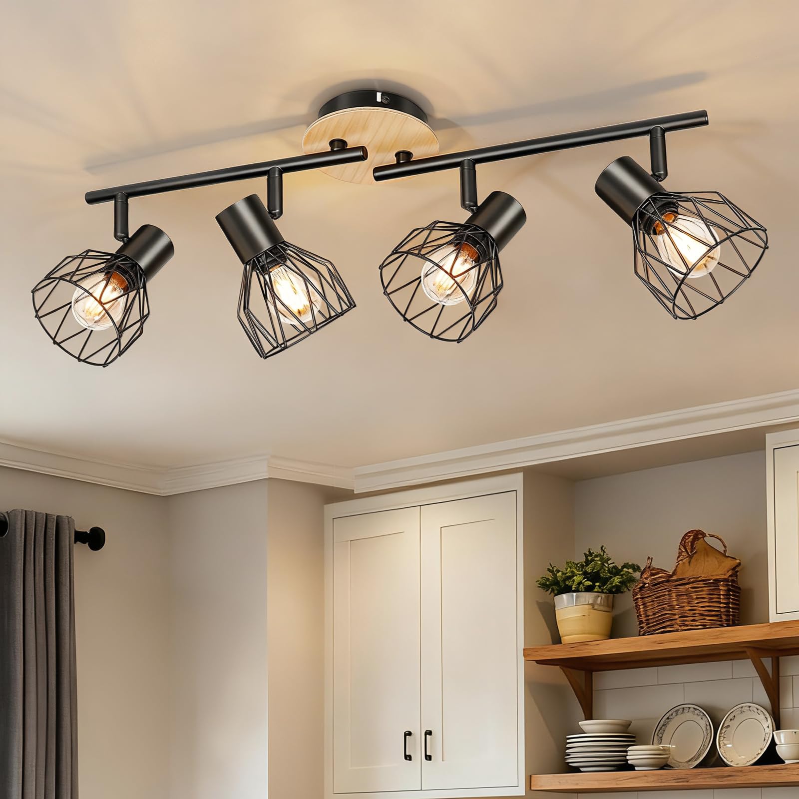 Ketom Faretti LED Soffitto 4 Luci, Faretto LED Interno Orientabile Nero