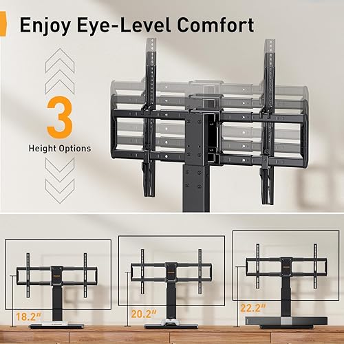 Miniatura 6 de Perlegear Soporte giratorio para TV, soporte universal para TV de 37 a 80 pulgadas, soporte de TV de mesa ajustable en altura que soporta hasta 99