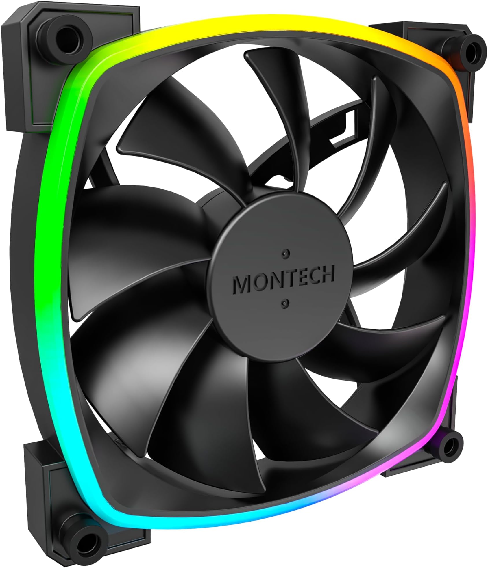 Montech AX 120 ARGB Fan โ 1600PWM, High-End Durability, Silent Performance, and Stunning ARGB Design (120mm, Black)