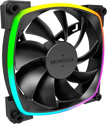 Montech AX 120 ARGB Fan 1600PWM, High-End Durability, Silent Performance, and Stunning ARGB Design 120mm, Black