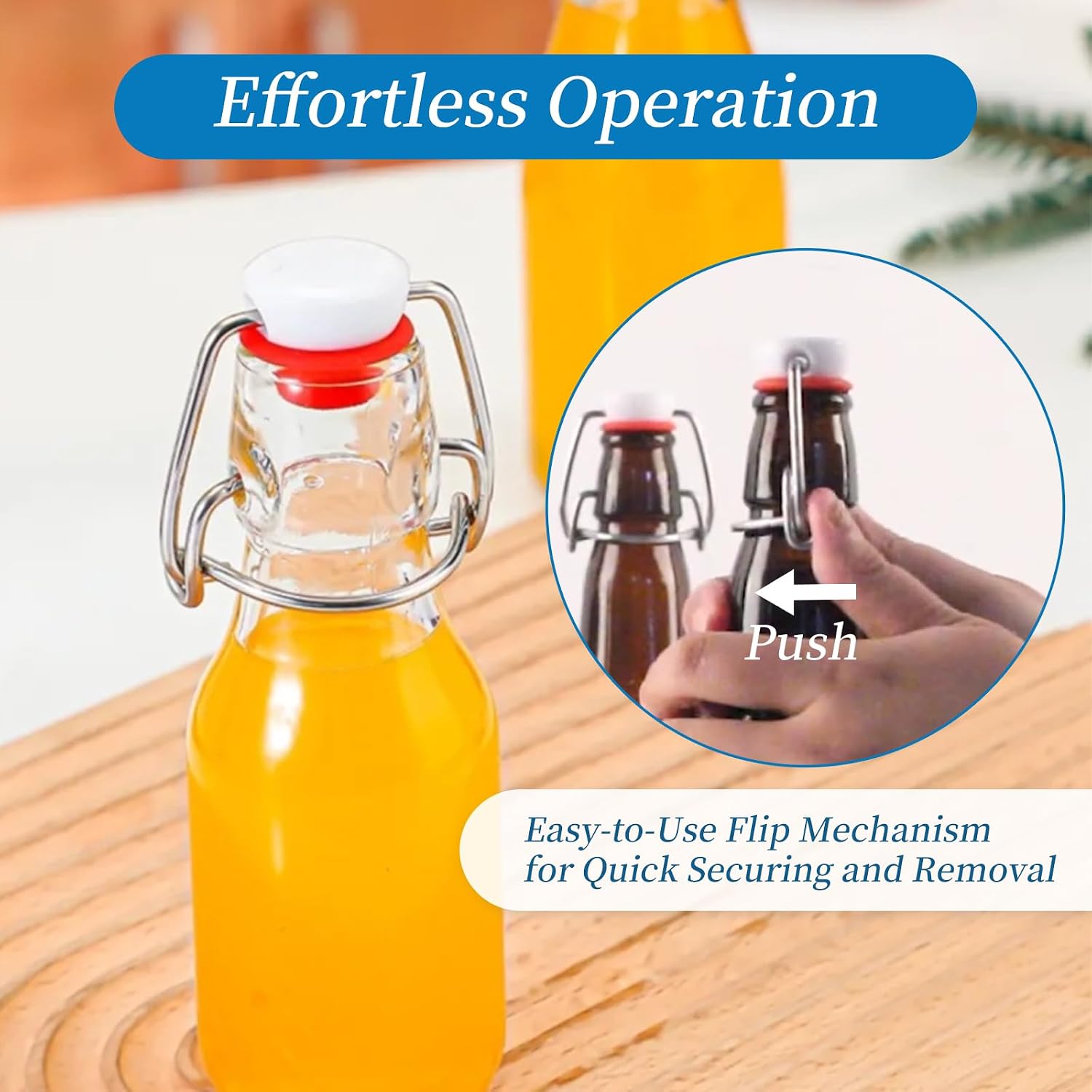 NIIIYTYB 2Pcs Caps for Glass Bottles Flip Top Bottle Caps with Silicone Gasket Rubber Stopper Flip Tops for Water or Beer Bottles Swing Top Replacement Lids for 8/17.5/26/35oz Glass Containers