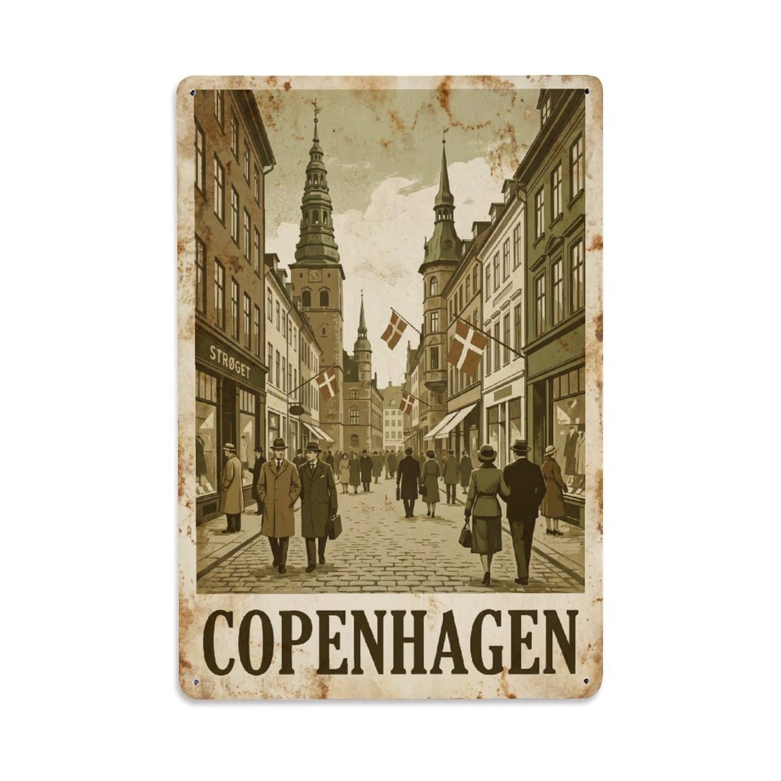 Este 8X12inch Style Vintage Travel Copenhagen Denmark Exceptional Metal Tin Sign