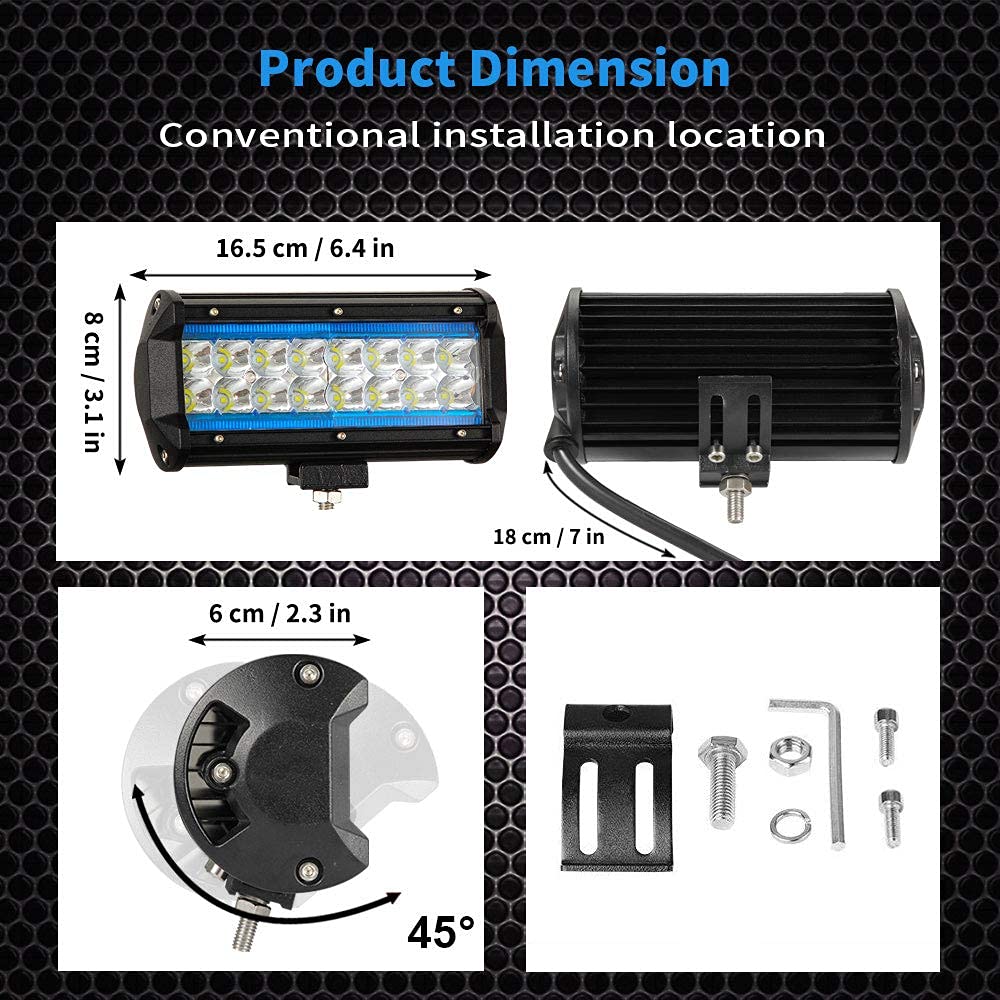 YUGUANG 7" Para Projektor LED Pure White 6000K+8000K Ice Blue 240W 24000LM 9-30V LED Bar OFF-ROAD Reflektor Robocza Spot Światła Przeciwmgielne Flood Truck Ciągnik SUV Łódź Harvester