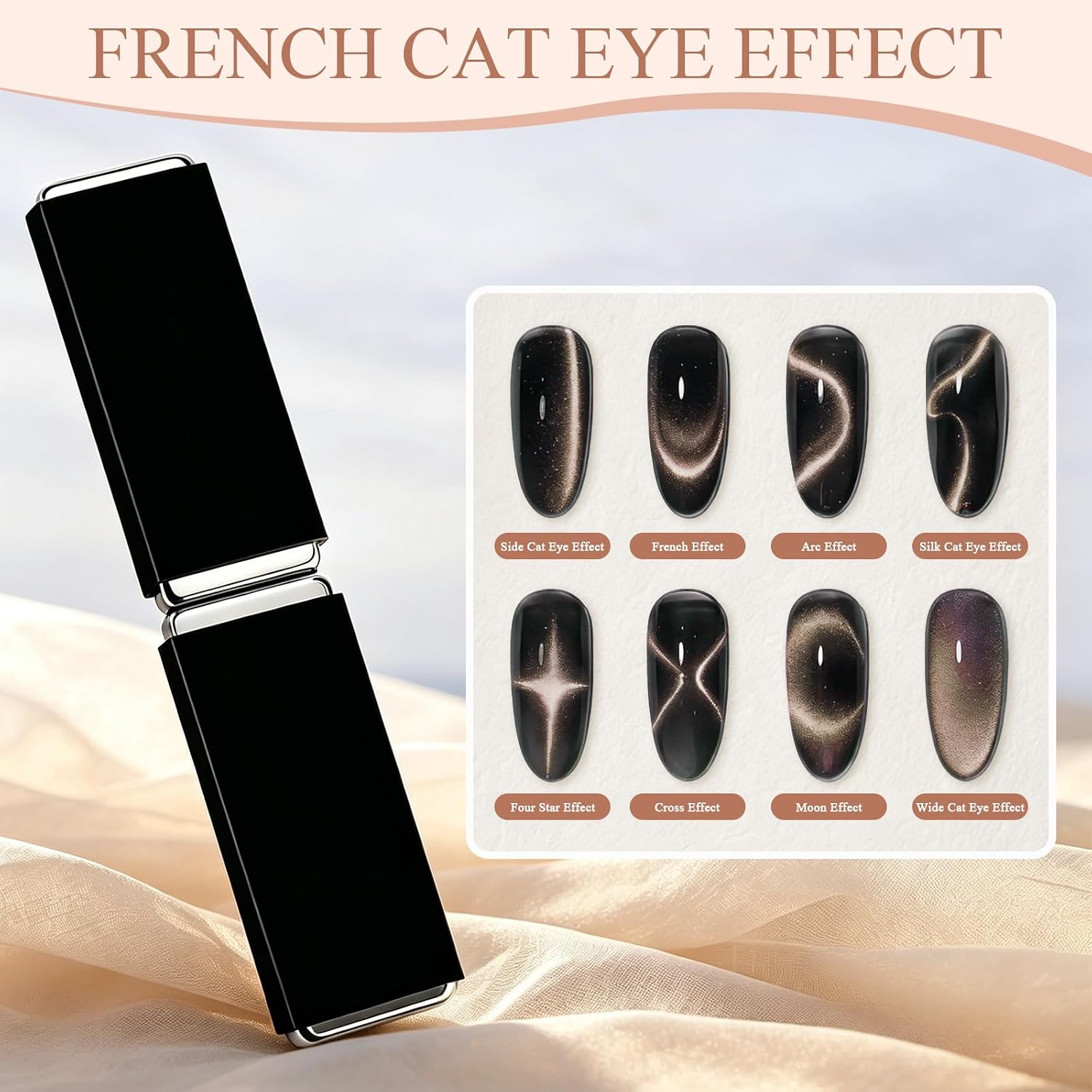 Plman Ring Magnet for Nails - Circle Cat Eye Magnet Set for Cat Eye Gel Polish, 3-Second Instant Effect Neodymium Magnetic Nail Art Tools for Circle French Effects