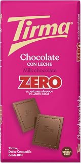 Tirma Zero Vollmilchschokoriegel ohne Zuckerzusätze 125g | Glutenfrei | Vegetarisch| Gesunde Alternative | Spanische Schokolade| Geeignet für Diabetiker | Glutenfreie Schokoladentablette, süßer und cremiger Geschmack, ideal für Snack oder Snack, Milchschokolade