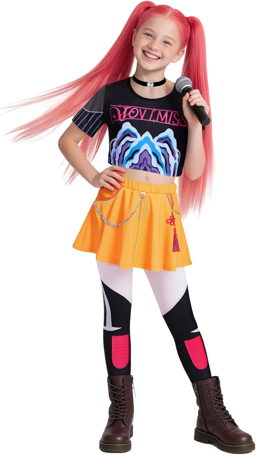 Kids Girls Pop Singer Costume 3-14 Years, Toddler Halloween Cosplay Stage Clothes Merch