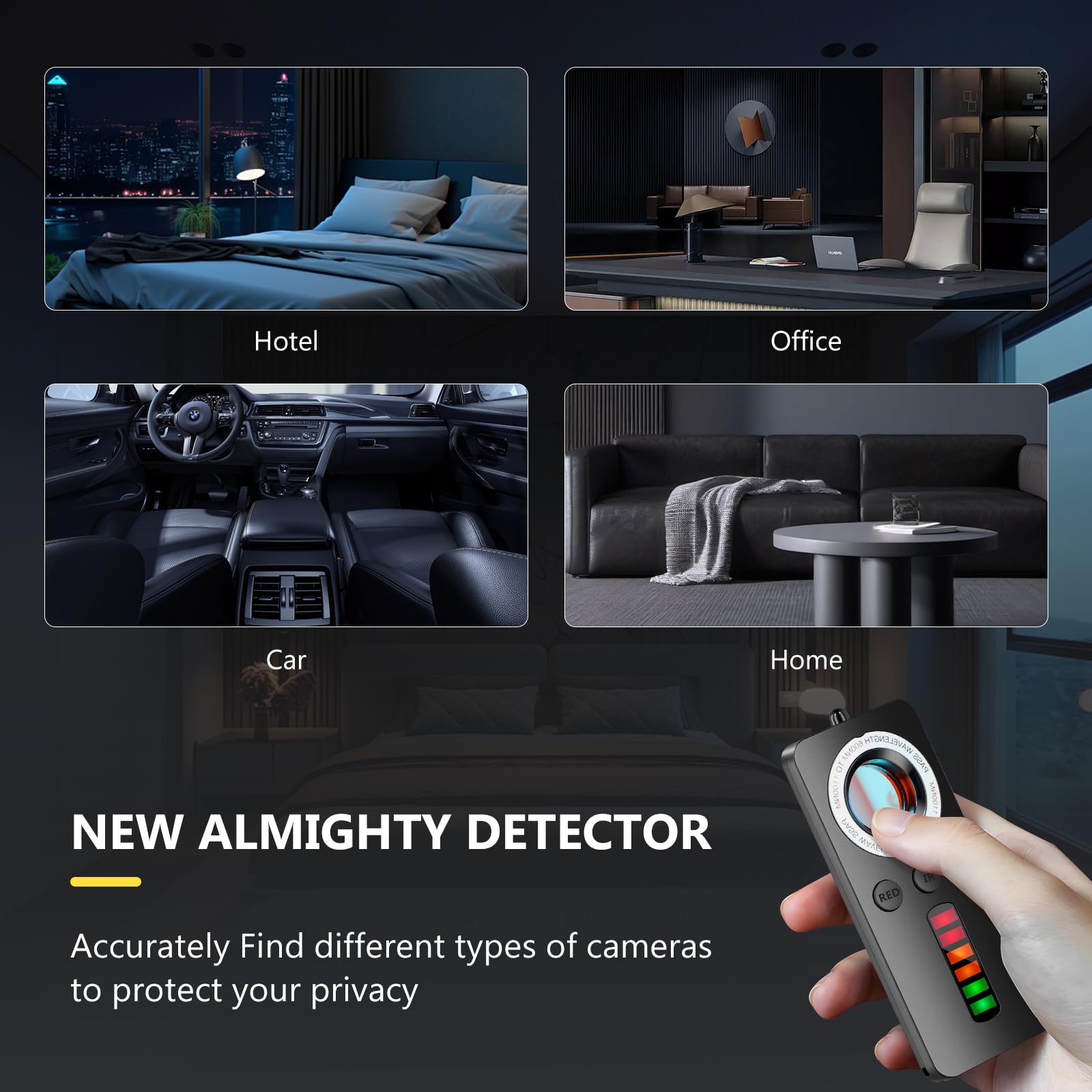 Hidden Camera Detector,Spy Camera Detector,Bug Detector Device with 10m Wide Range,GPS Tracker Detector and Anti Spy Detector for Travel,Hotel,Bathroom,Car,Airbnb - Image 4
