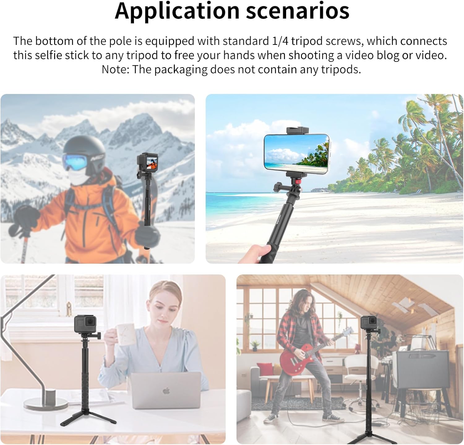 47" Invisible Selfie Stick for Action Cameras, Extendable Monopod Pole (8.8"-47.2") with 360° Tripod Adapter, Phone Clamp for GoPro 13/12/11/10, Insta360 X5/X4/X3, DJI Osmo Pocket 3 - YD013