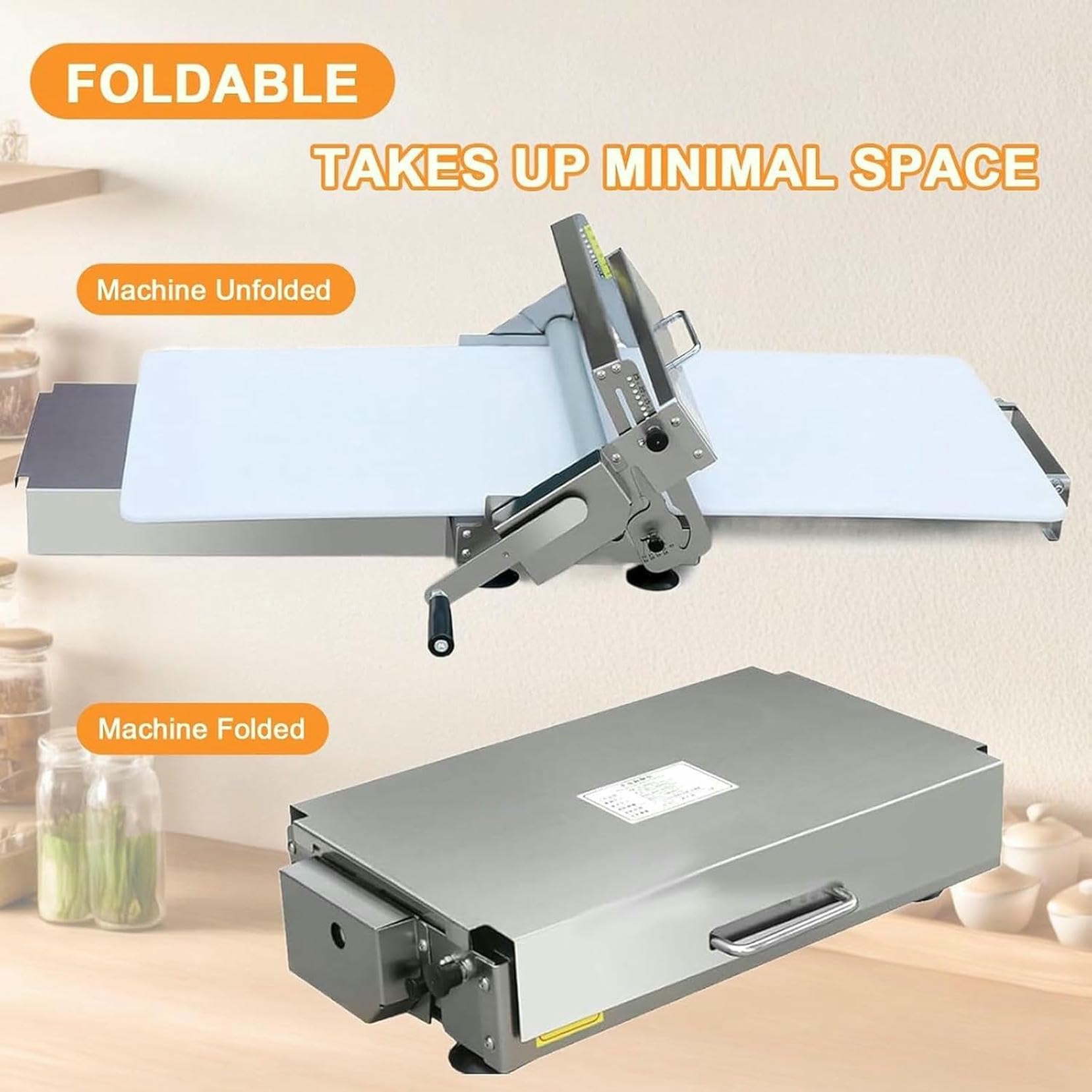 Máquina Laminadora De Masa Comercial, Laminadora De Hojaldre Reversible Y Rodillo para Fondant, Rodillo De Masa Manual, Plegable para Panaderías, Pasteles~/