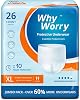 WhyWorry Incontinence Pants for Women and Men, Disposable Adult Pull Ups with Overnight Absorbency, Odor Control, Unisex, XLarge, 26 Count