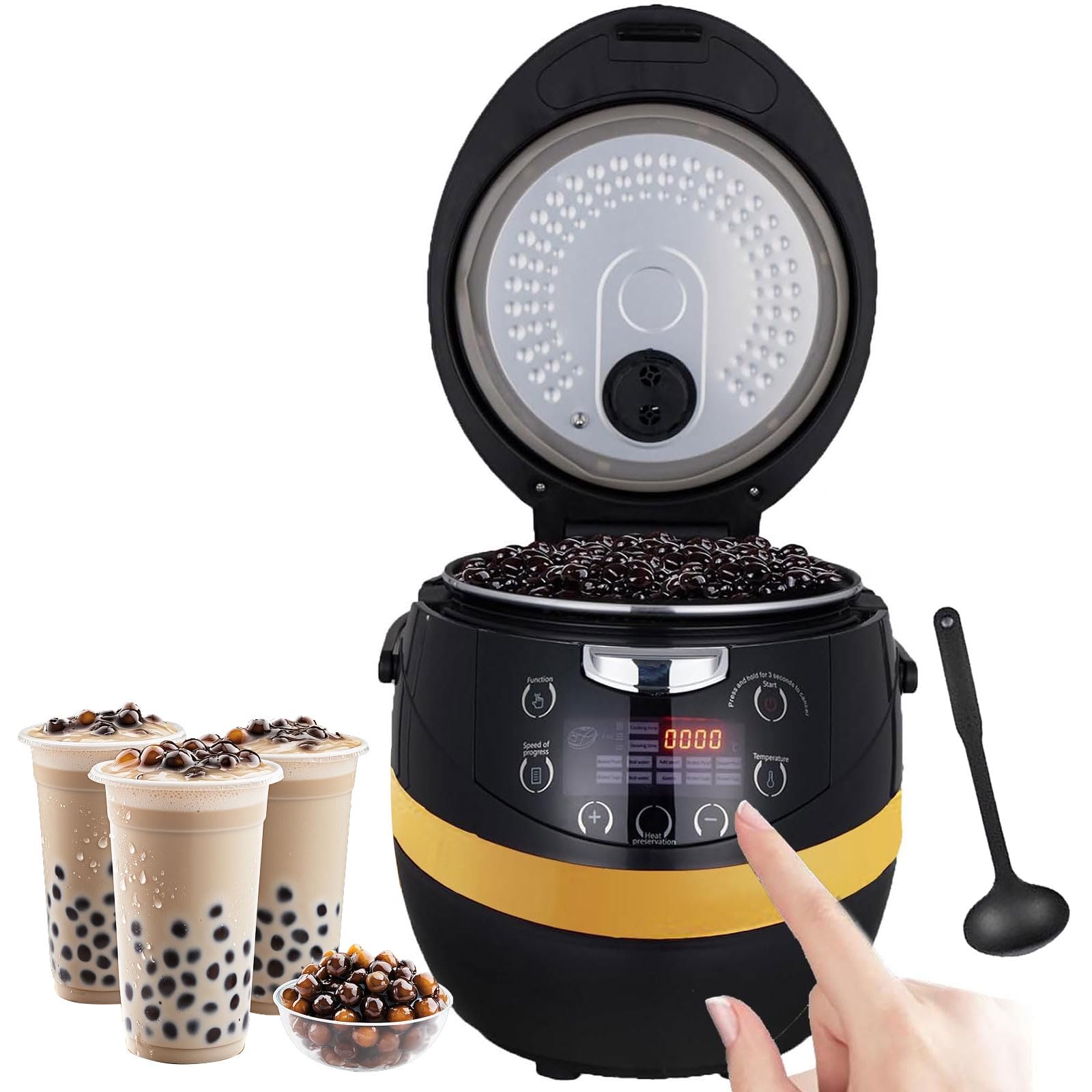 Pearl Cooker, olla antiadherente totalmente automática con panel inteligente, diseño a prueba de derrames, función de mantener el calor para tiendas de té con leche y postres, capacidad de 8 litros