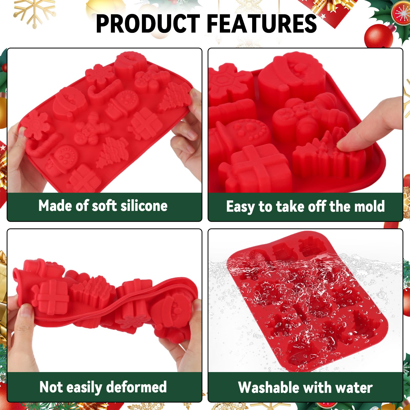 Pack of 2 Silicone Mould Christmas Baking (with Dropper, Snack Bag and Ties) - Image 4