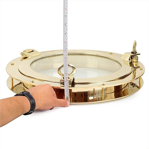Miniatura 9 de Nagina International Ventana náutica de latón auténtico para ojo de buey resistente con brida ajustable  Ventanas de ojo de buey para puertas en