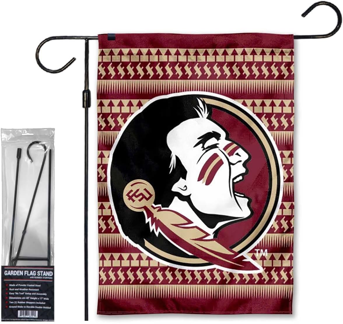 Florida State FSU Noles Pattern Garden Banner Flag with Stand Pole Holder