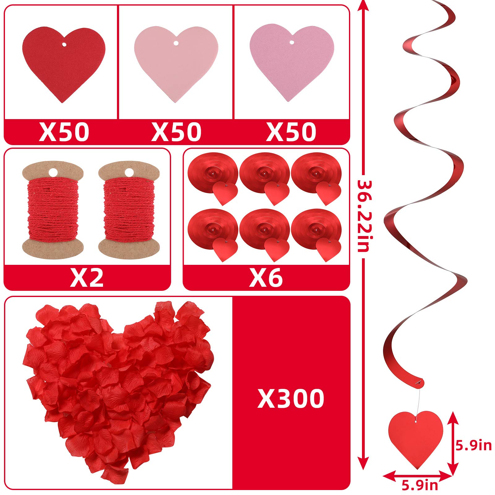 Guirlandes De Mariage En Forme De Cœur Rouge, Banderoles Suspendues En Papier Double Face Pour La Fête Des Mères, Décorations De Fête D'enterrement De Vie De Jeune Fille