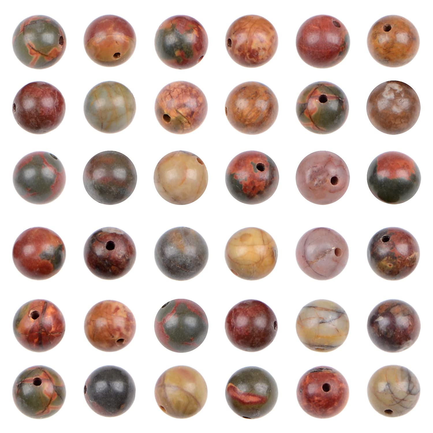 Bymitel140Pcs Natural Crystal Beads Stone Gemstone Round Energy Healing Loose Beads with Stretch Cord for Jewelry Making Bracelets Anklets (Picasso, 8mm 140pcs)