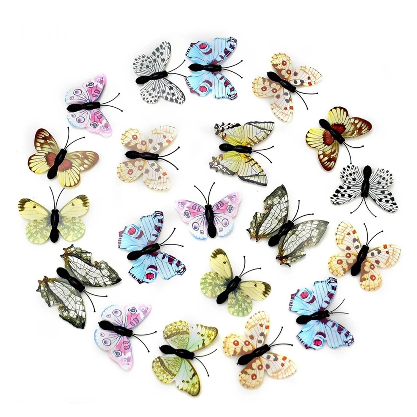 12PCS House Decoration Stereo Butterflies Refrigerator Stickers Removable 3D Home Decor Wall(White)