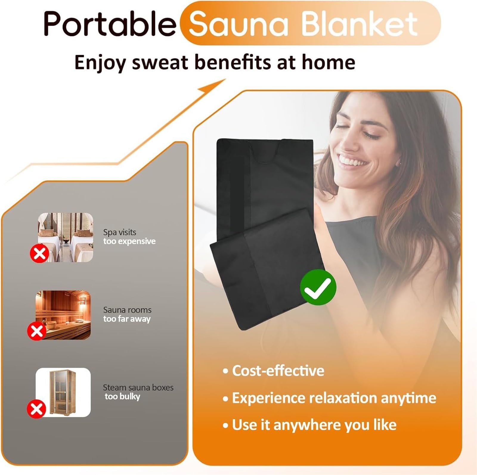 Manta de sauna de infrarrojos lejanos portátil, manta térmica for terapia de sauna, manta de sauna personal for interiores con control de temperatura de 80 a 176 ℉ con temporizador de 1 a 60 minutos f