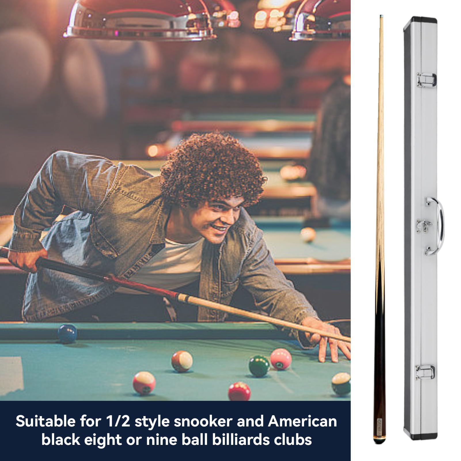 Boîte à Queues De Billard, 1/2 Aluminium Billard Pool Queue Stick Boîte Rigide 31,9 Pouces Étui à Queue De Billard Doublure En Mousse Souple Transportant le Stockage Billard Pool Queue De Billard Supp