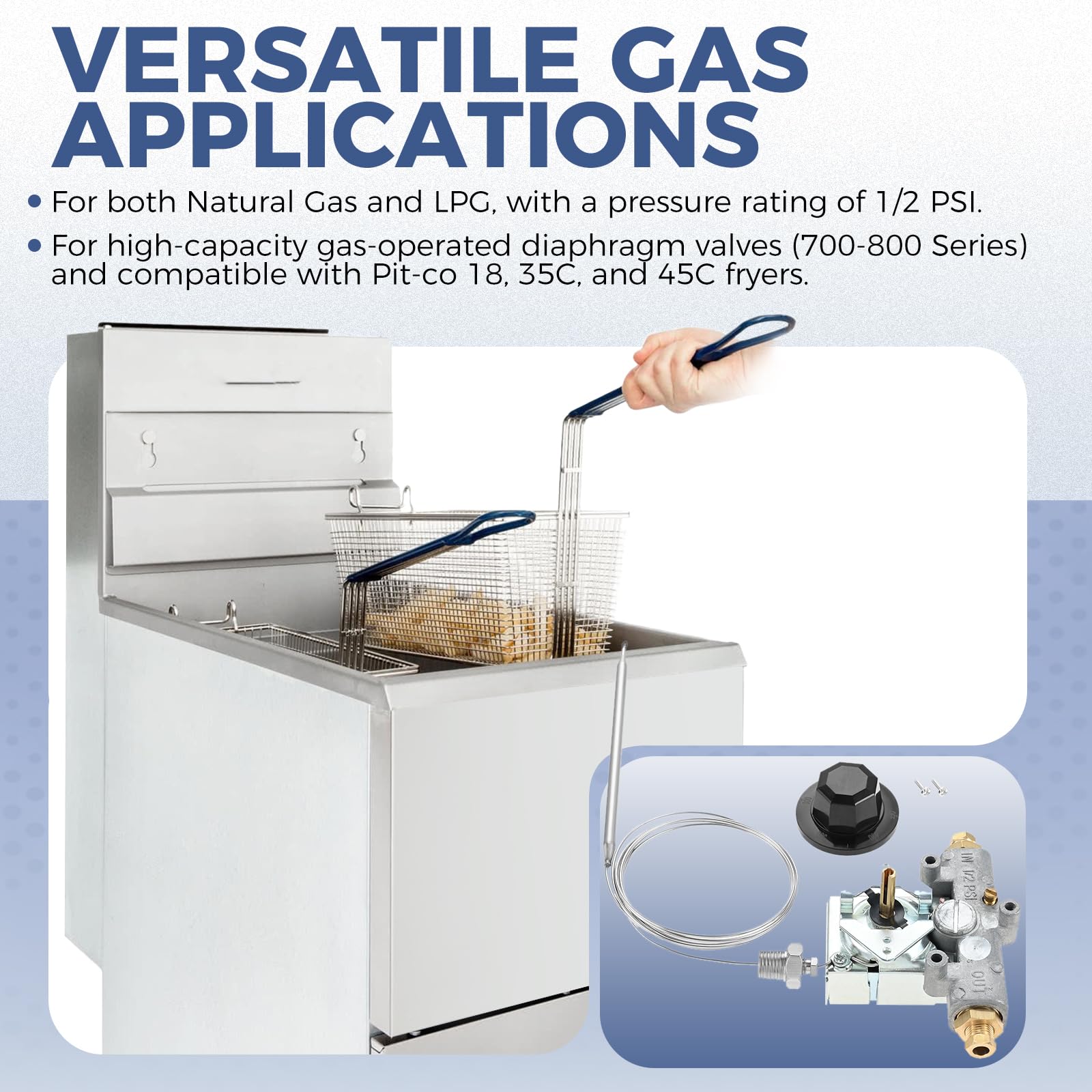 Termostato de freidora de gas compatible con Pit-co P5047588, GSA60301800, 4290-006, caja de cosas Mpt de rosca de 1/4 pulgadas, 200-400F - Repuesto para freidoras comerciales