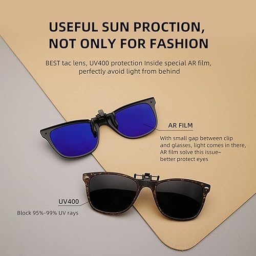 Vista 7 de Bauhaus Gafas de sol polarizadas con clip para hombres y mujeres, protección UV con abatible, antirreflejos, para pesca, conducción