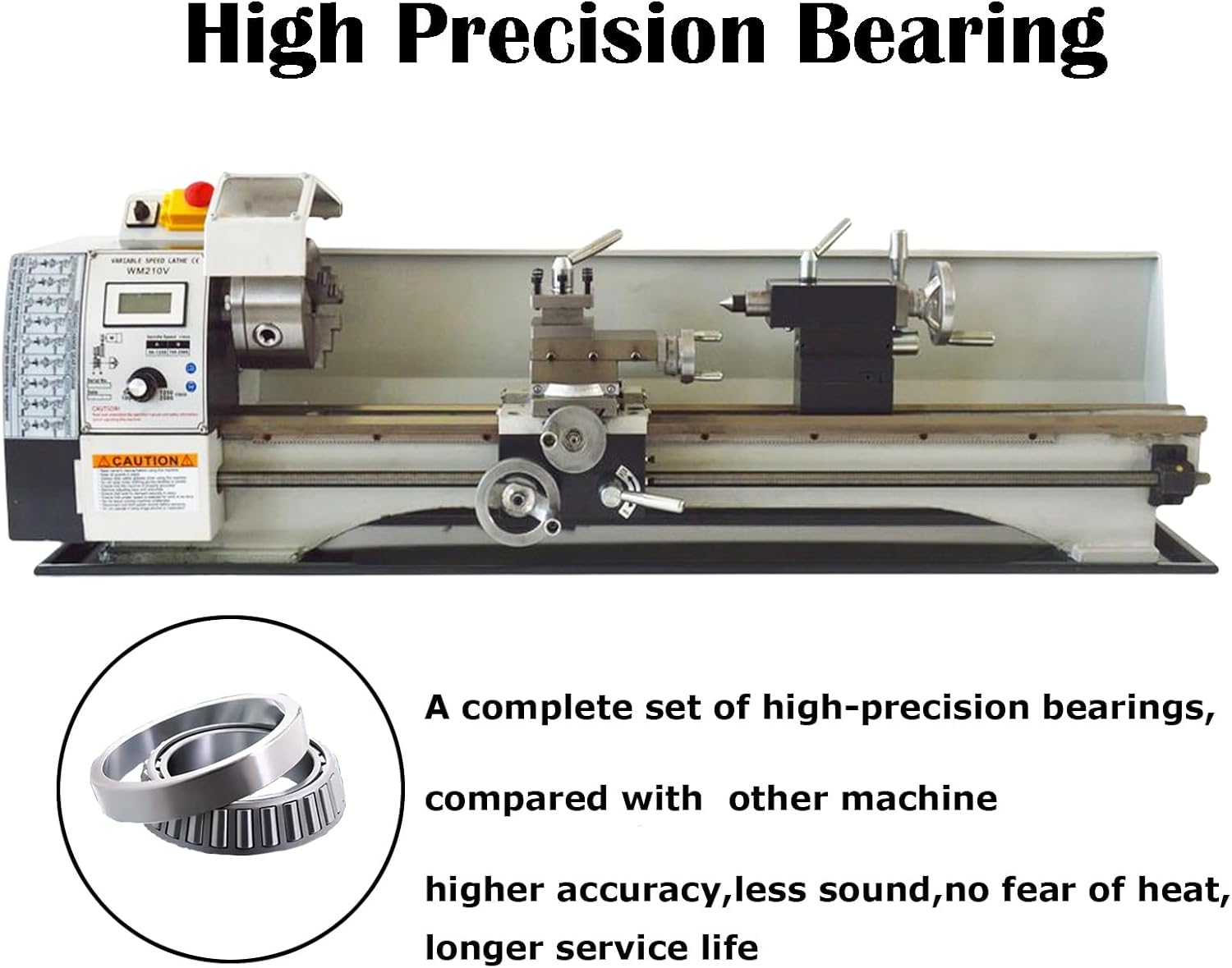 INTBUYING Metal Lathe Machine 8''X32" Benchtop Lathe Machine Precision Hobby DIY Lathe Horizontal Metal Wood Working Table Lathe 900W Brushless 50-2500RPM MT5 Spindle Taper Metric Thread WM210V 110V