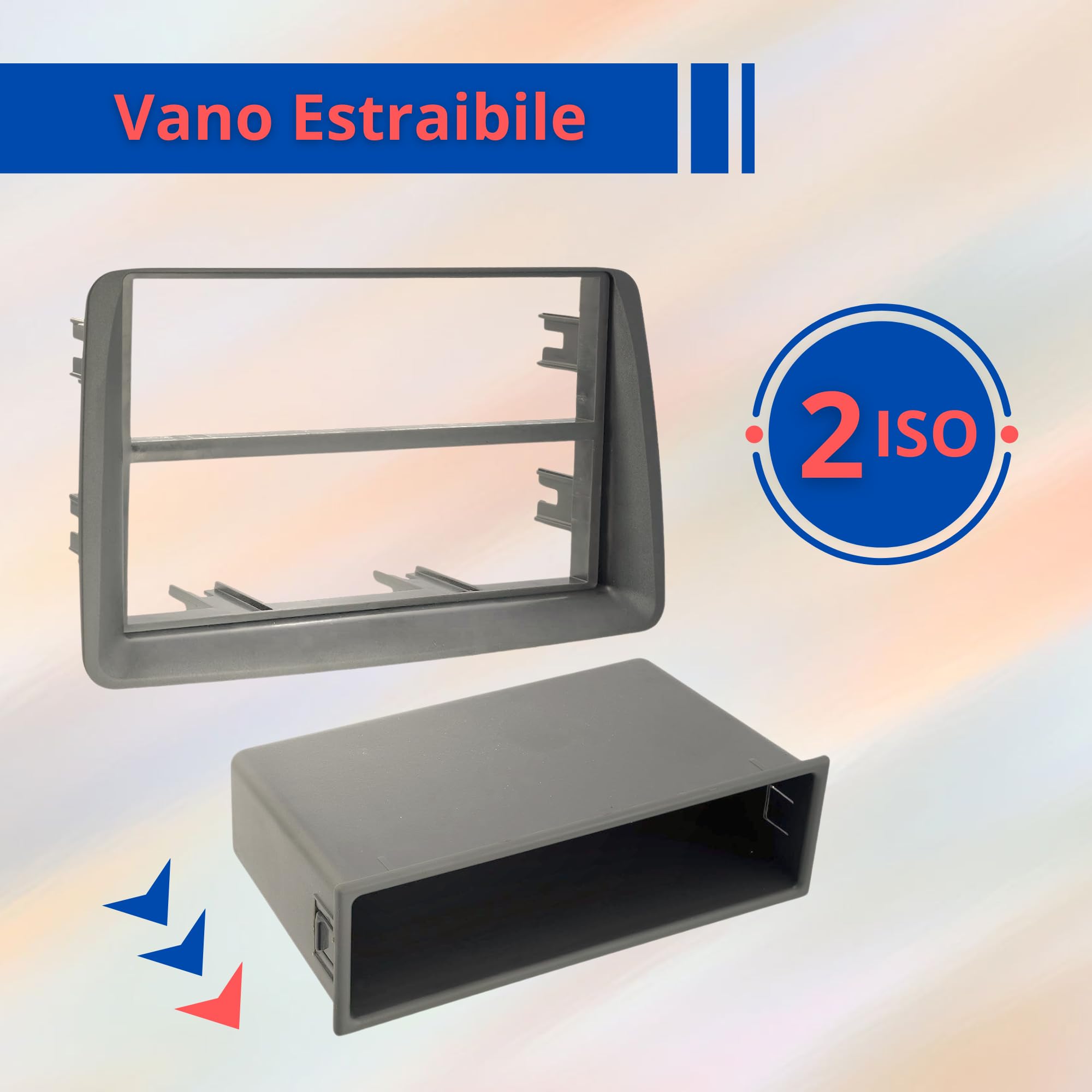 Mascherina Stereo Adattatore Autoradio 2 ISO Compatibile Con Fiat Panda Modello 169 4x4 Dal 2003>2011