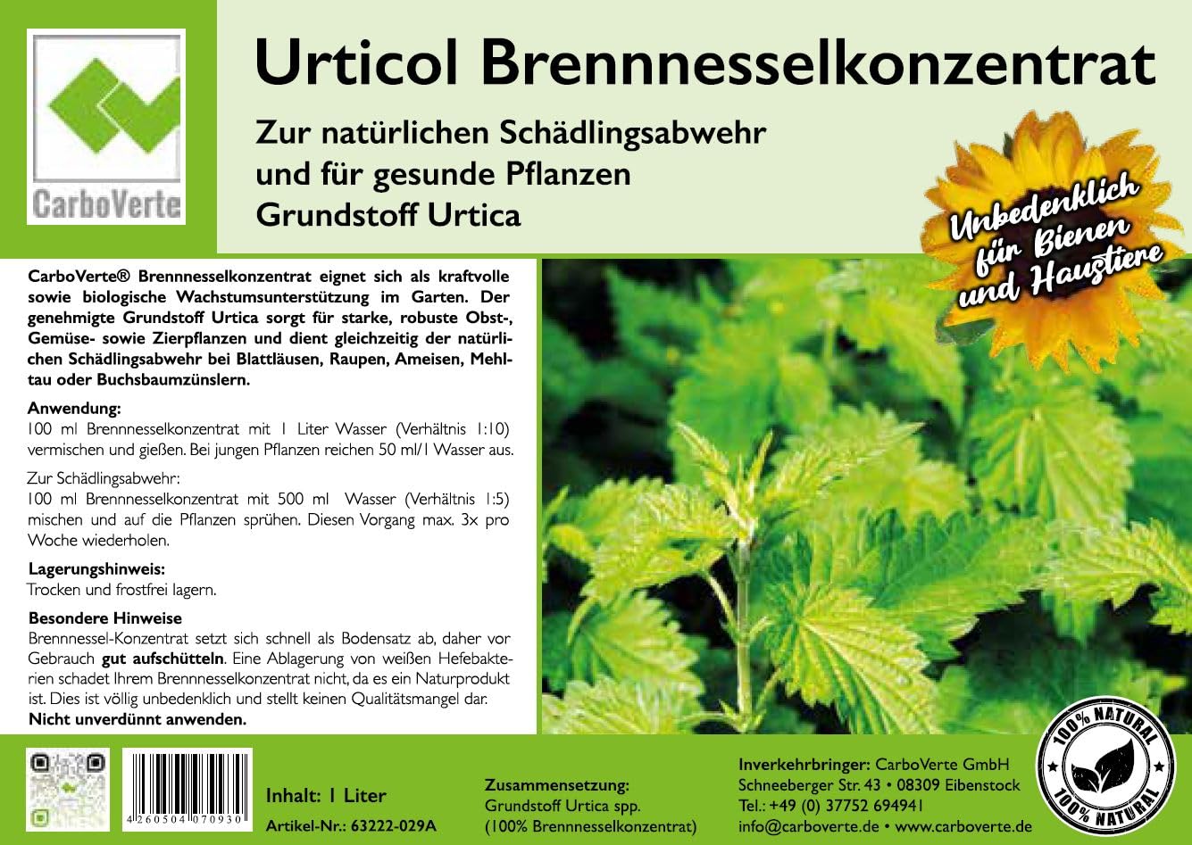 1 L Brennnesselkonzentrat, 100% Brennnesseljauche, Brennnesselsud, organisch, Grundstoff Urtica, natürliche Schädlingsabwehr, für alle Pfanzen geeignet, handgemacht
