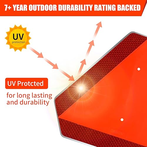 Miniatura 4 de Señal de vehículo de movimiento lento,Signo de triángulo de vehículo de movimiento lento,Aluminio 14"x16"3M reflectante para carrito de golf