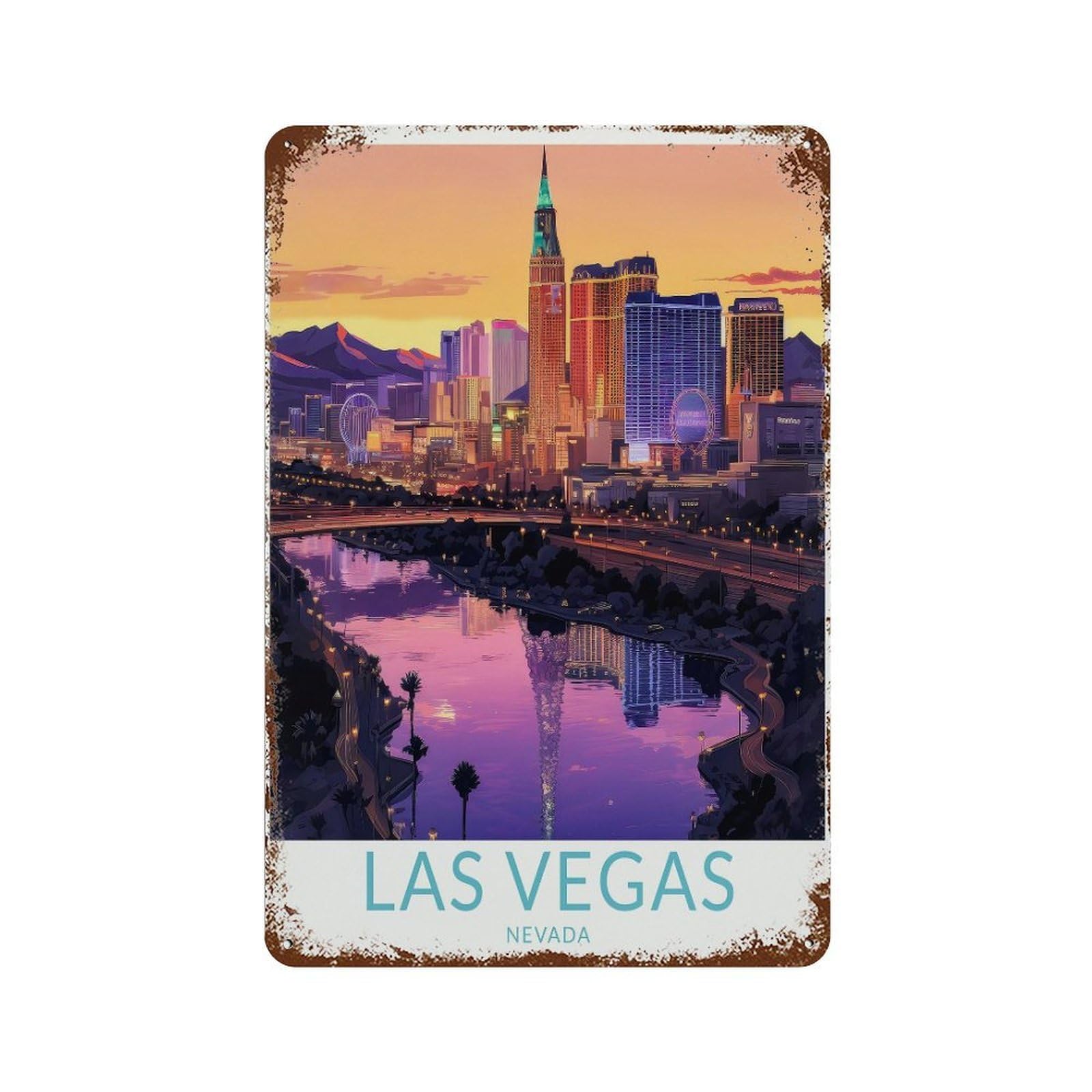xiaoxiaoshen Las Vegas Nevada Travel (2) Wall Decor Art Metal Tin Poster Modern Home Decor Art Home Bar Shop Decorations Vintage Sign 30x20cm