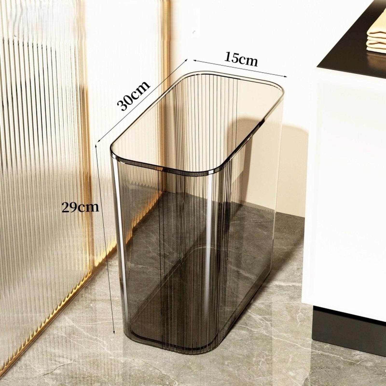 Genérico Nuevo cubo de basura de 15 cm de ancho, 14 litros de capacidad, de PET, con tapa abierta, para baño y cocina.