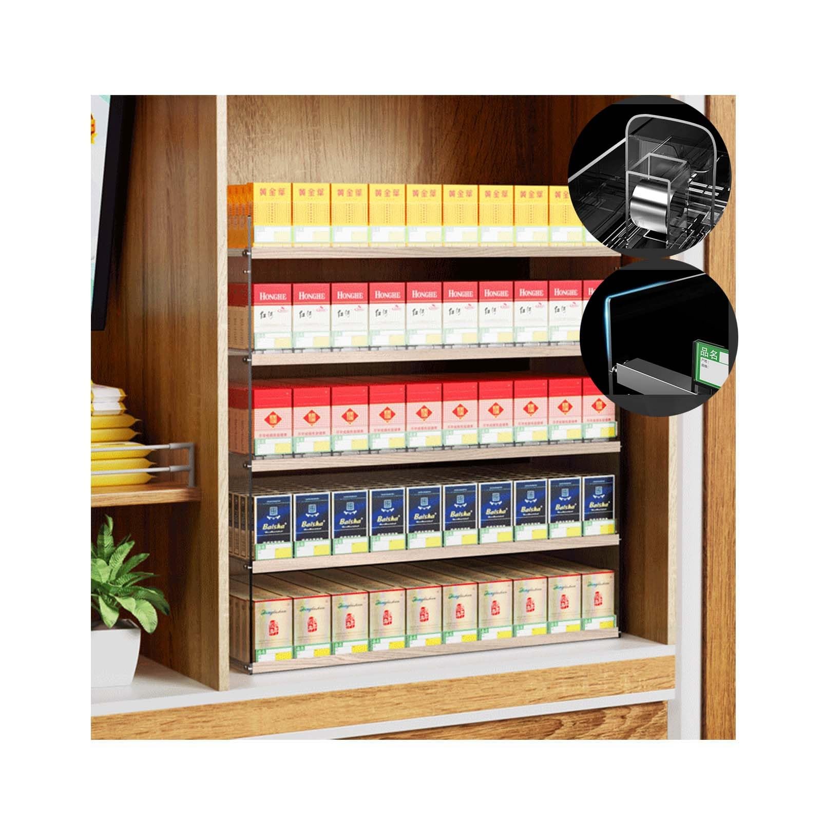 Estante acrílico automático para cigarrillos de estancos y tiendas