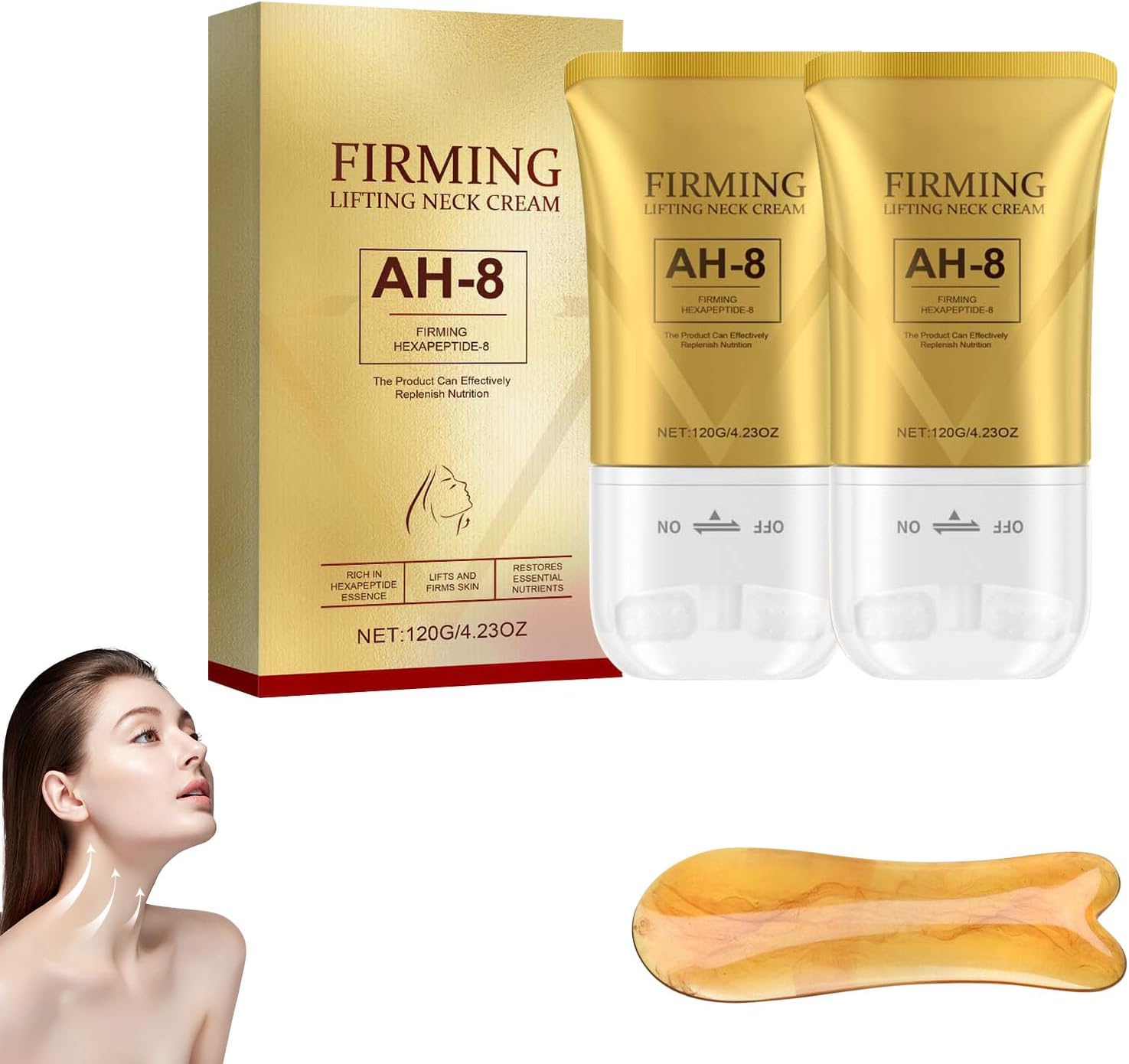 atnayoAH-8 Firming Neck Cream,AH 8 Firming Lifting Neck Cream for Reduce Wrinkles Fine Lines and Double Chin