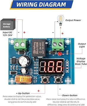 12V-36V DC Voltage Protection Module Digital Low Voltage Protector Disconnect Switch Cut Off Over Discharge Protection Module Pack of 8